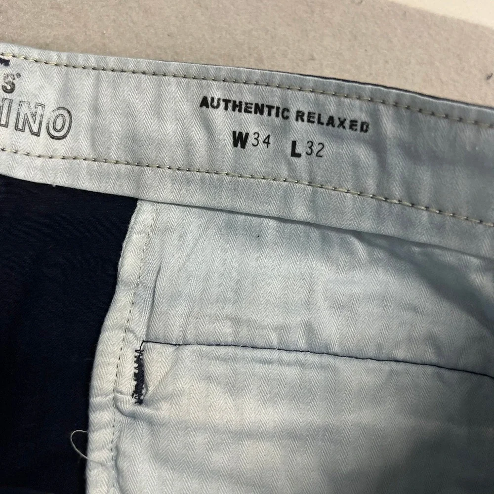 NEW Levis XX Chino Authentic Relaxed Pants Dark Navy Blue 100% Cotton 34x32